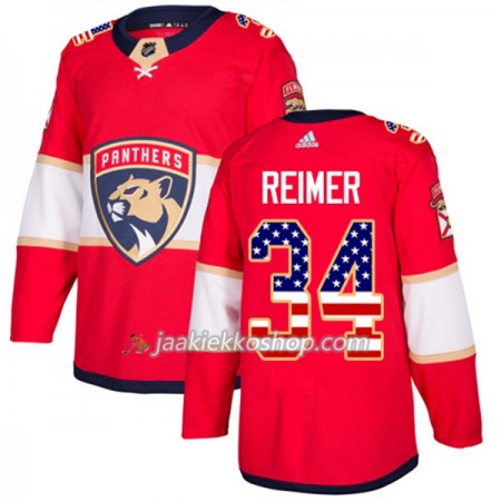 Miehille NHL Florida Panthers Pelipaita James Reimer 34 Adidas 2017-2018 Punainen USA Flag Fashion Authentic
